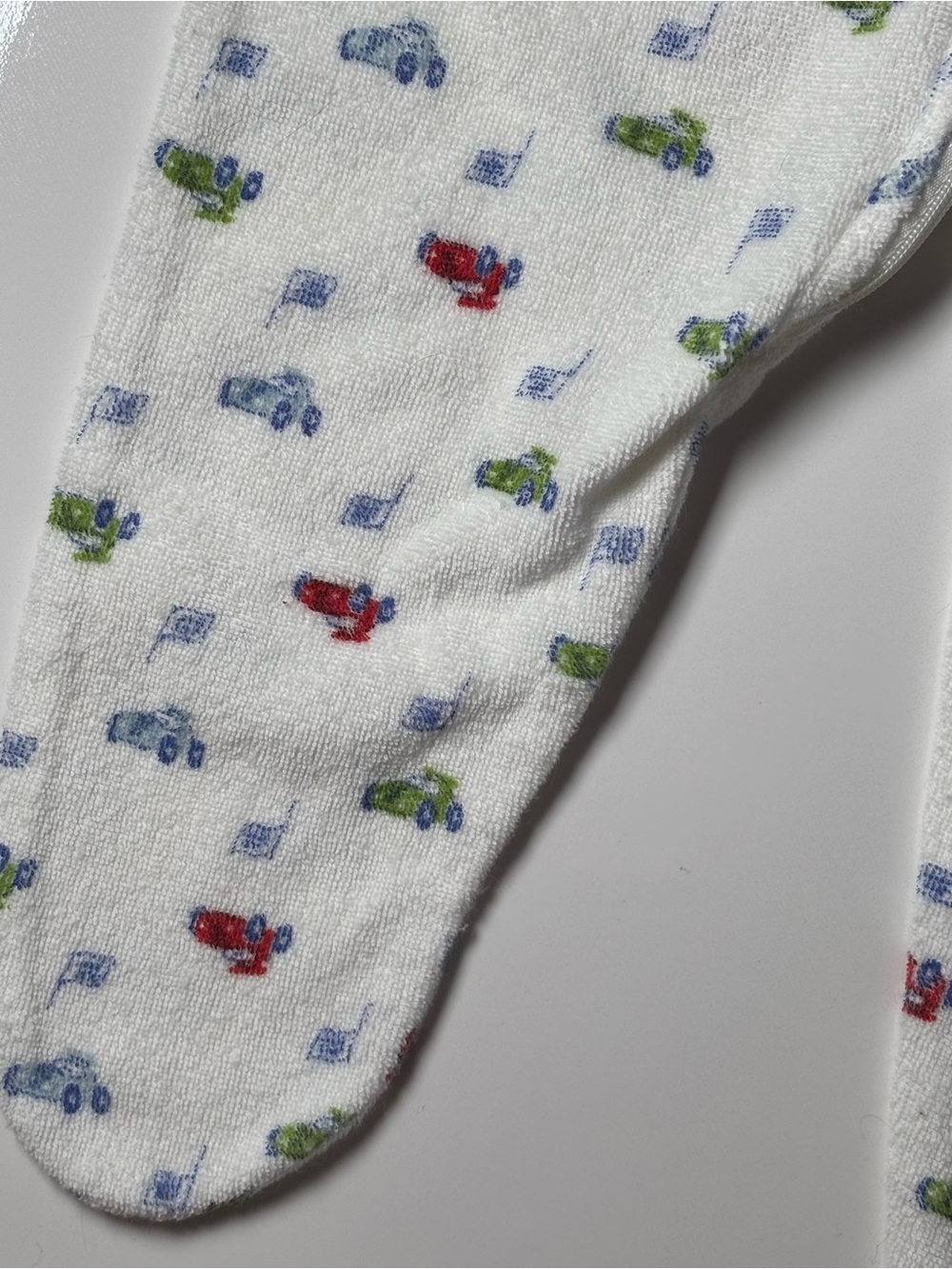 Vintage Tendertyme White Fleece Footed Sleeper Racecar Print S 3-6M retro - Picture 2 of 9